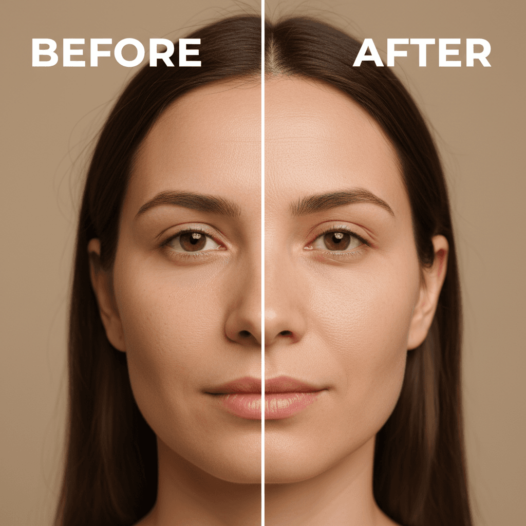 Antes y después de rejuvenecimiento facial con Botox e ácido hialurónico