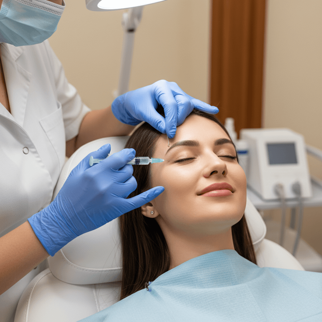 Especialista realizando tratamiento de medicina inyectable con precisión personalizada